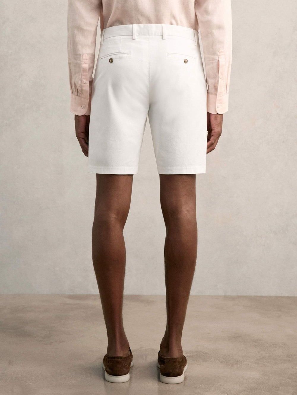 Men Cotton Chino Shorts with Stretch in White