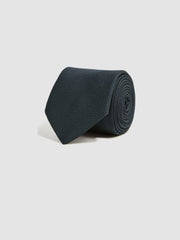 Men Textured Silk Blend Tie in Navy