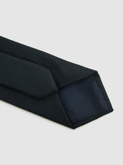 Men Textured Silk Blend Tie in Navy