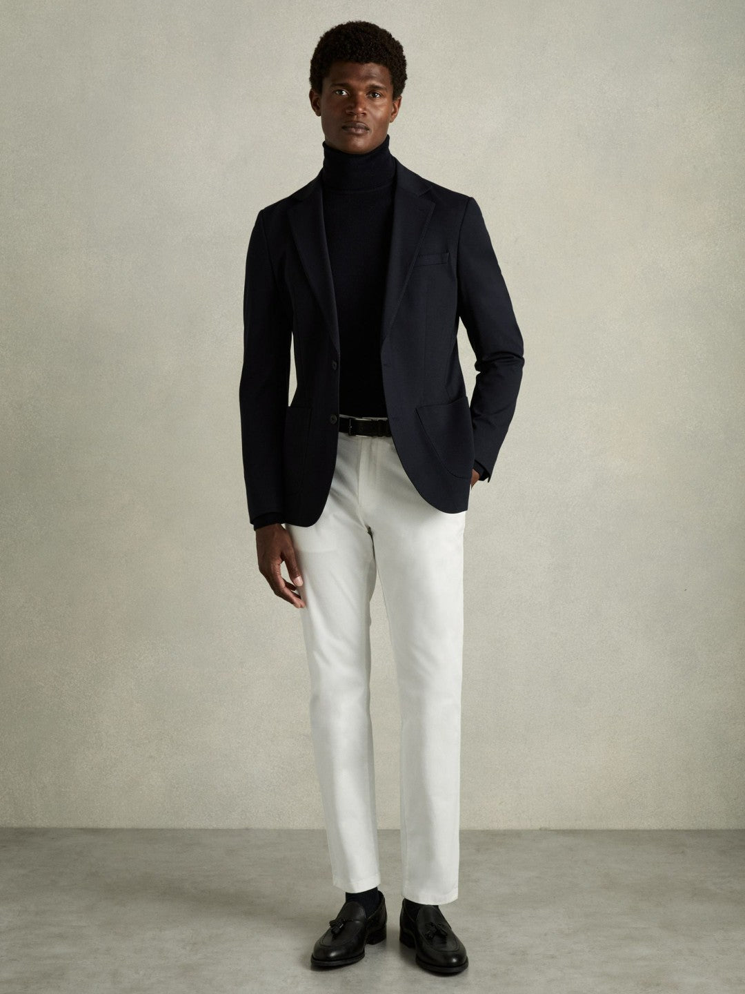 Men Slim Fit Washed Cotton Blend Chinos in White