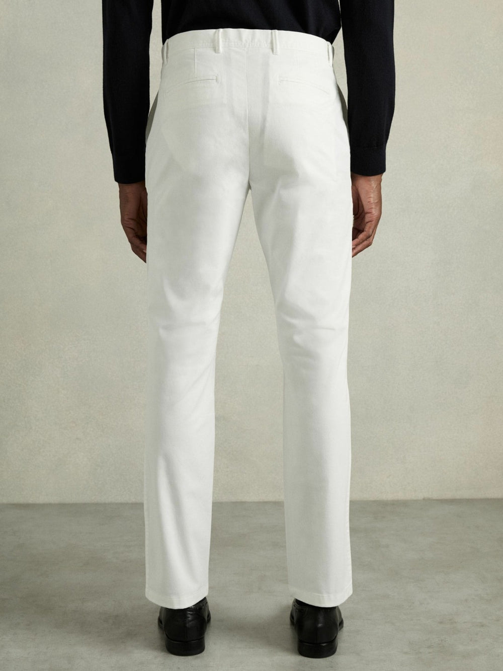 Men Slim Fit Washed Cotton Blend Chinos in White