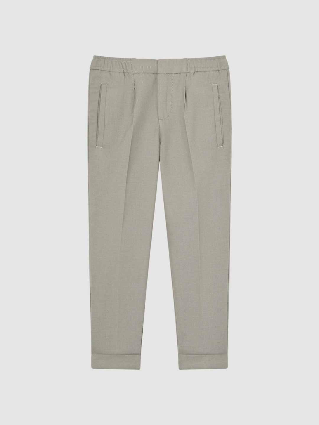 Children & Baby 9-14 yrs Relaxed Elasticated Trousers with Turn-Ups in Taupe