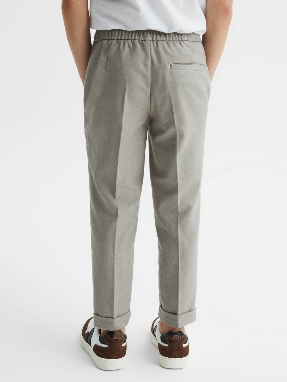 Children & Baby 9-14 yrs Relaxed Elasticated Trousers with Turn-Ups in Taupe