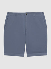 Men Cotton-Linen Blend Shorts in Airforce Blue