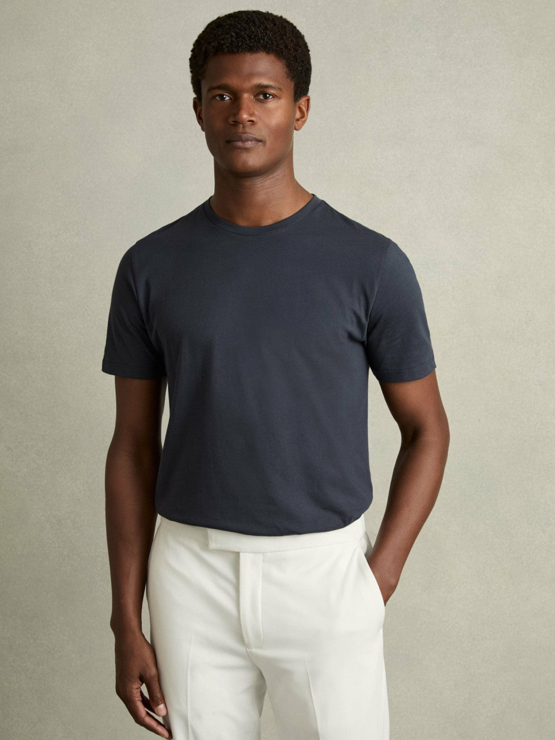 Men Cotton Crew Neck T-Shirt in Airforce Blue