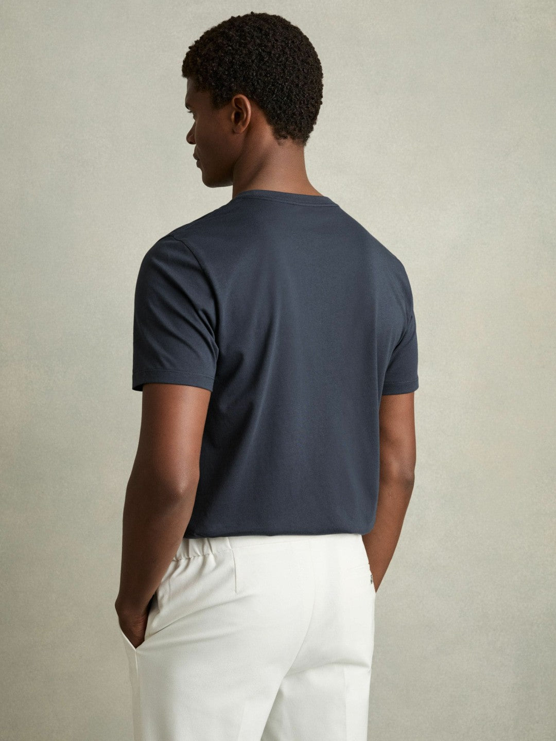 Men Cotton Crew Neck T-Shirt in Airforce Blue