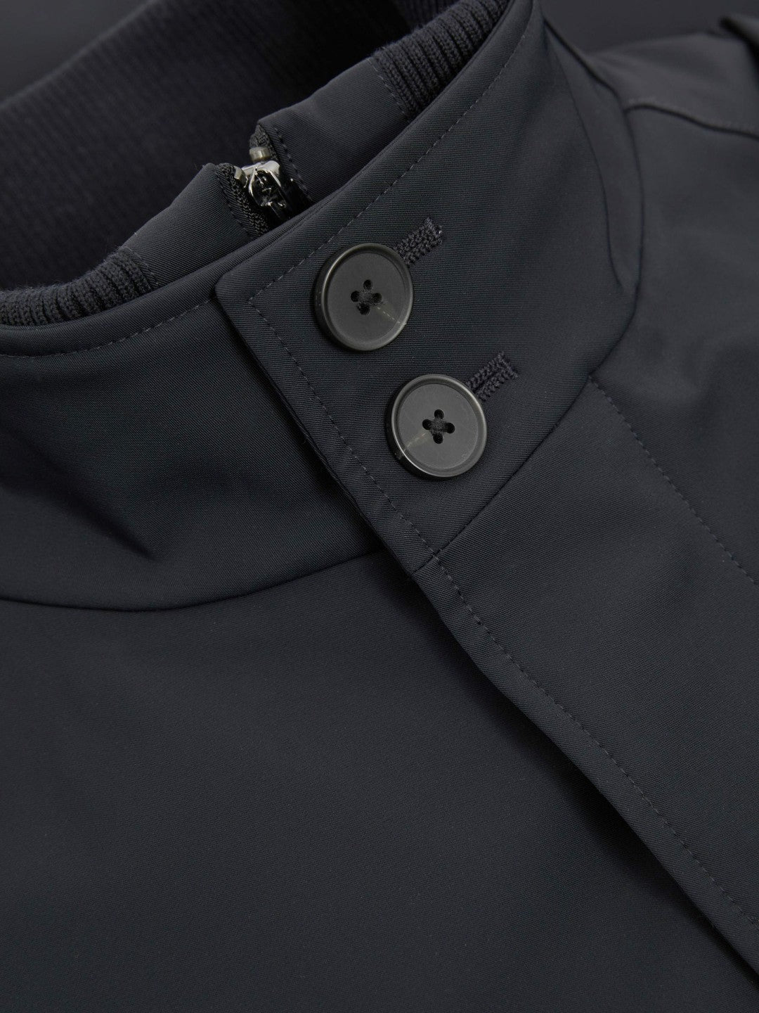 Men Hybrid Removable Funnel Neck Overcoat in Navy