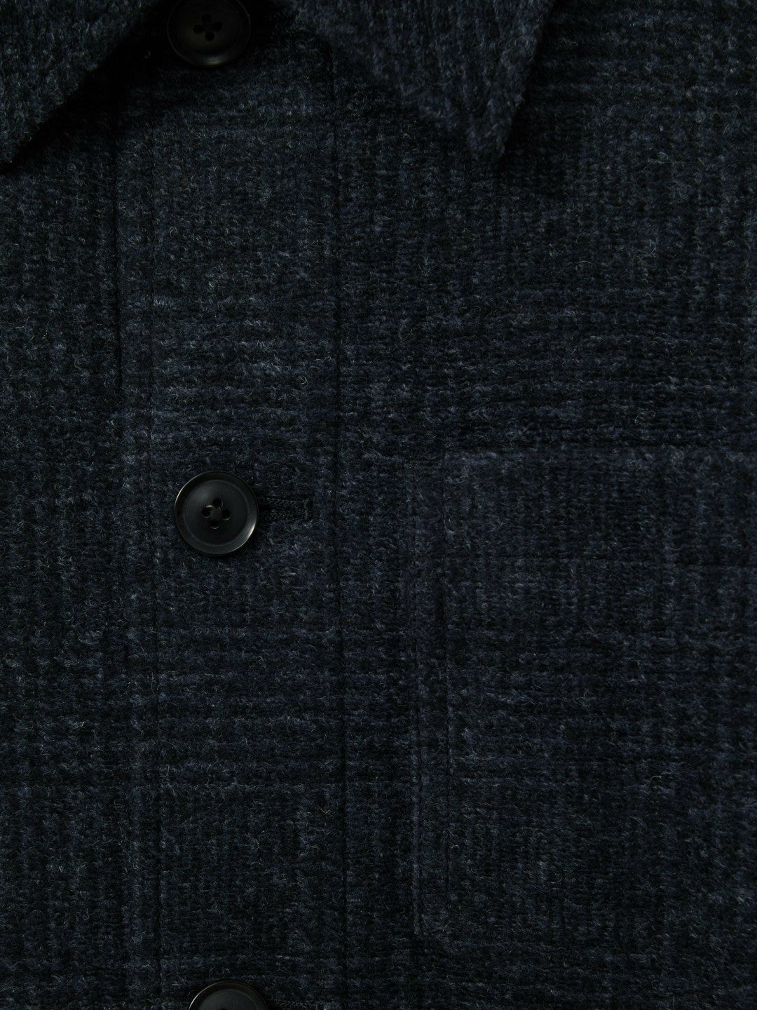 Men Checked Button Through Worker Jacket in Navy Melange