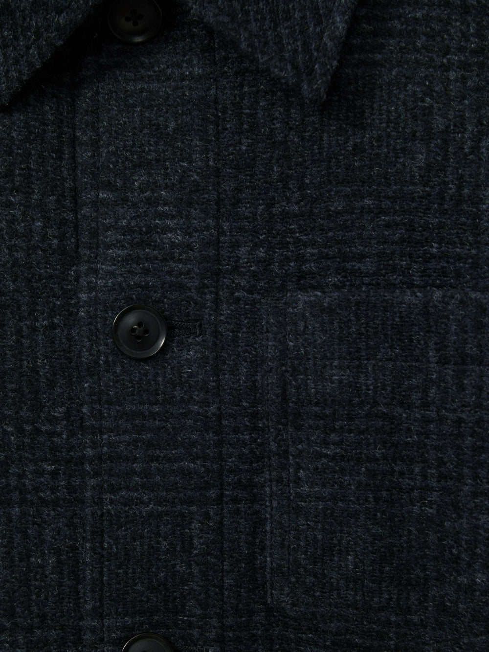 Men Checked Button Through Worker Jacket in Navy Melange