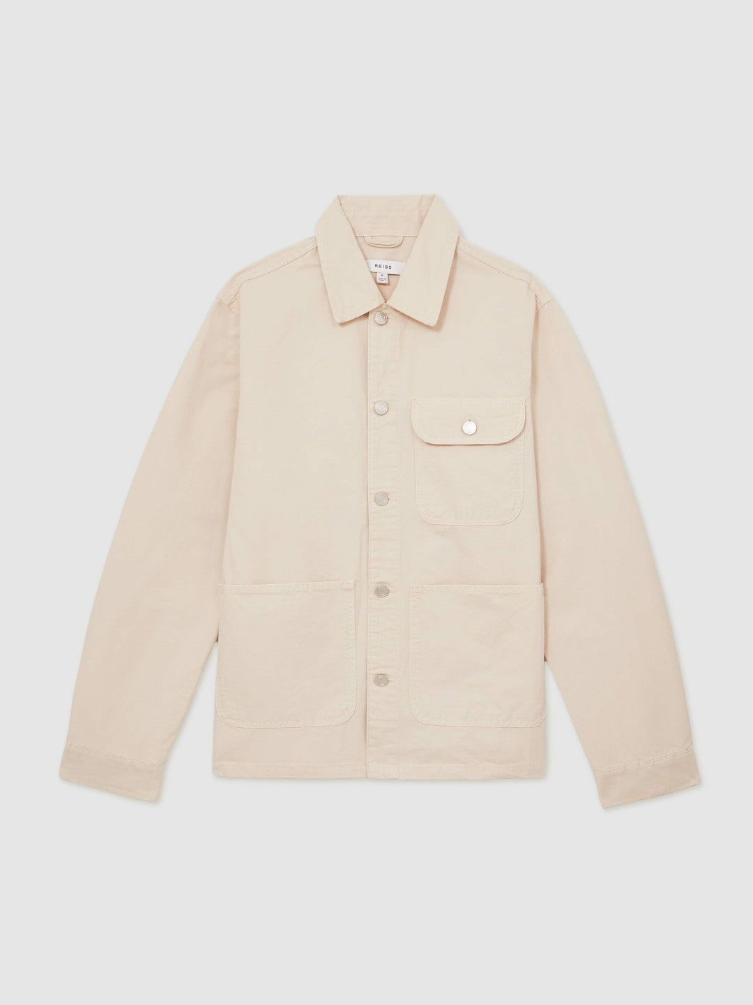 Men Cotton Worker Jacket in Stone