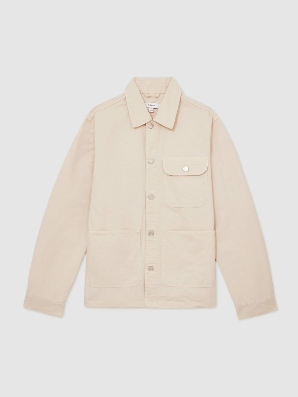 Men Cotton Worker Jacket in Stone