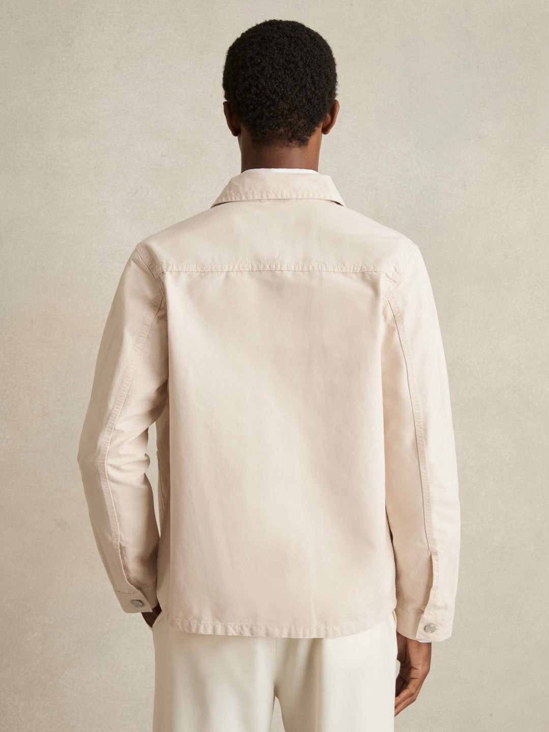 Men Cotton Worker Jacket in Stone