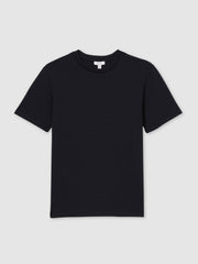 Men Interlock Jersey Crew Neck T-Shirt in Navy Blue