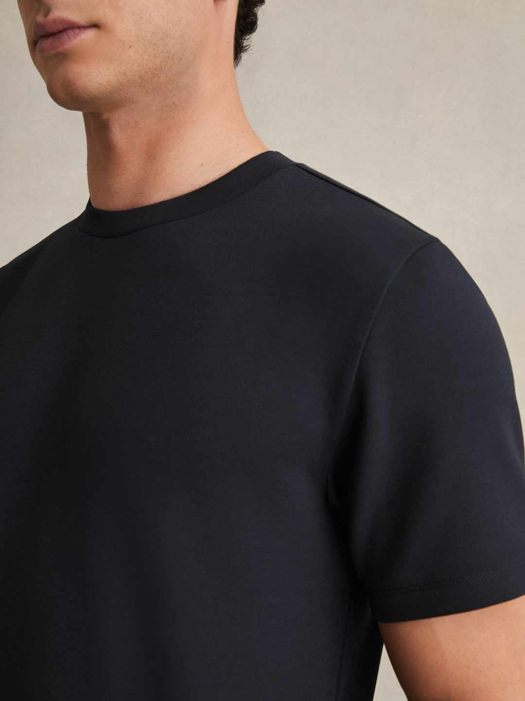 Men Interlock Jersey Crew Neck T-Shirt in Navy Blue