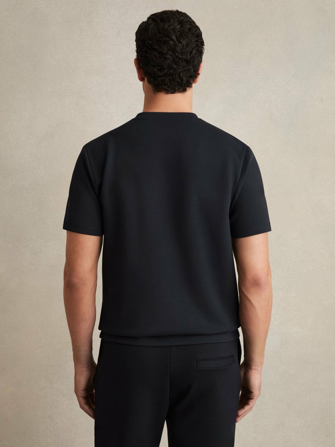Men Interlock Jersey Crew Neck T-Shirt in Navy Blue