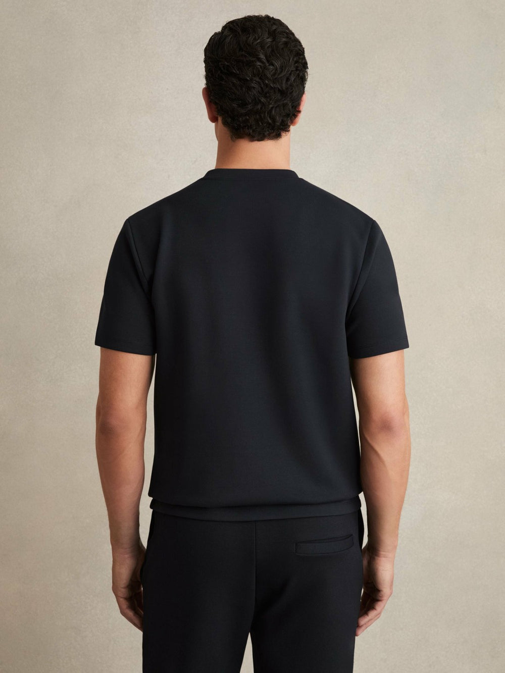 Men Interlock Jersey Crew Neck T-Shirt in Navy Blue