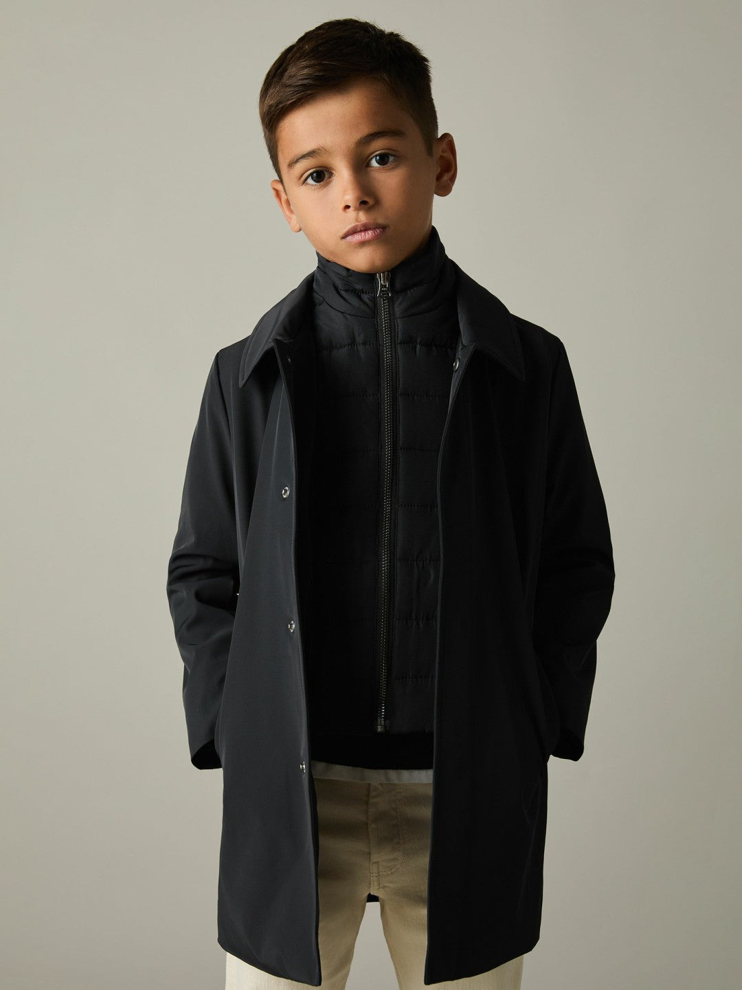 Children & Baby 9-13 yrs Gabardine Coat with Removable Gilet in Navy