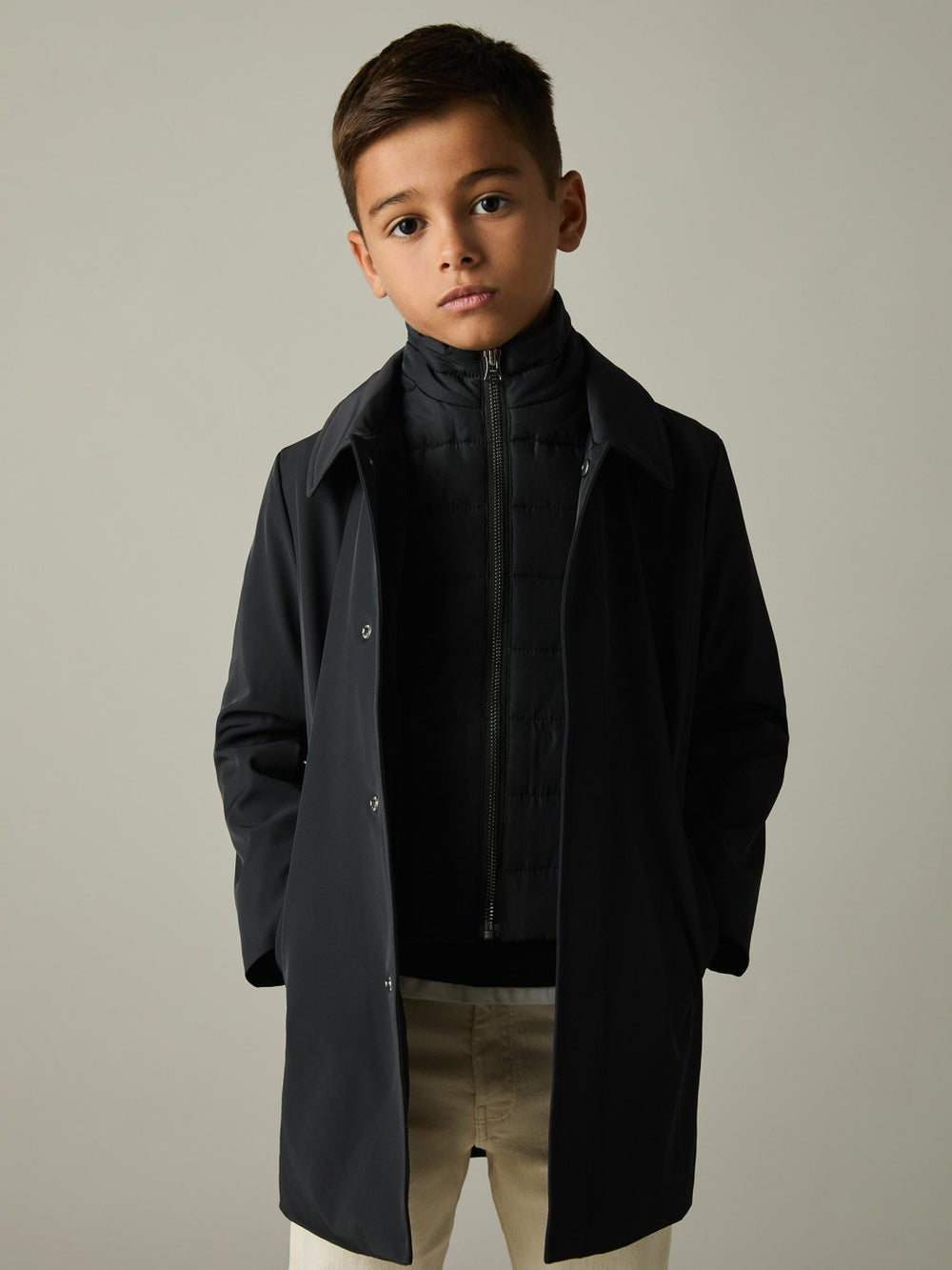 Children & Baby 9-13 yrs Gabardine Coat with Removable Gilet in Navy