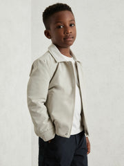 Children & Baby Zip-Through Harrington Jacket in Stone