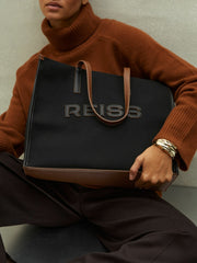 Women Canvas Logo Tote Bag in Black