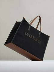Women Canvas Logo Tote Bag in Black