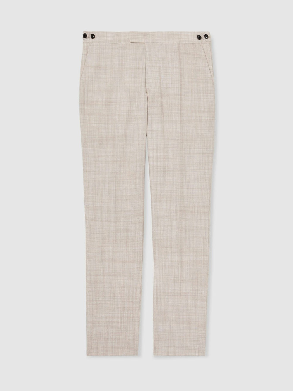 Men Check Regular-Fit Suit Trousers in Stone