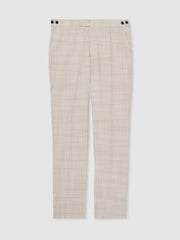 Men Check Regular-Fit Suit Trousers in Stone