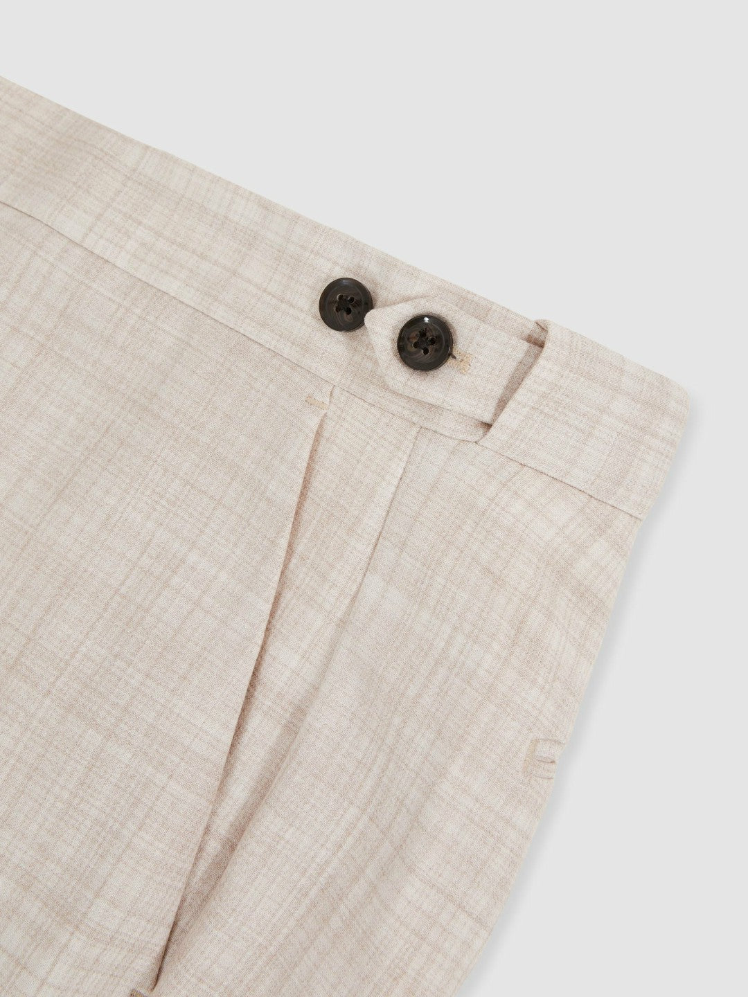 Men Check Regular-Fit Suit Trousers in Stone