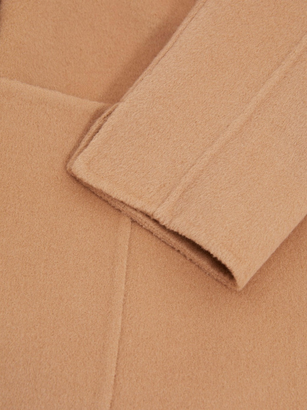 Women Wool Blend Double Breasted Blindseam Coat in Light Camel