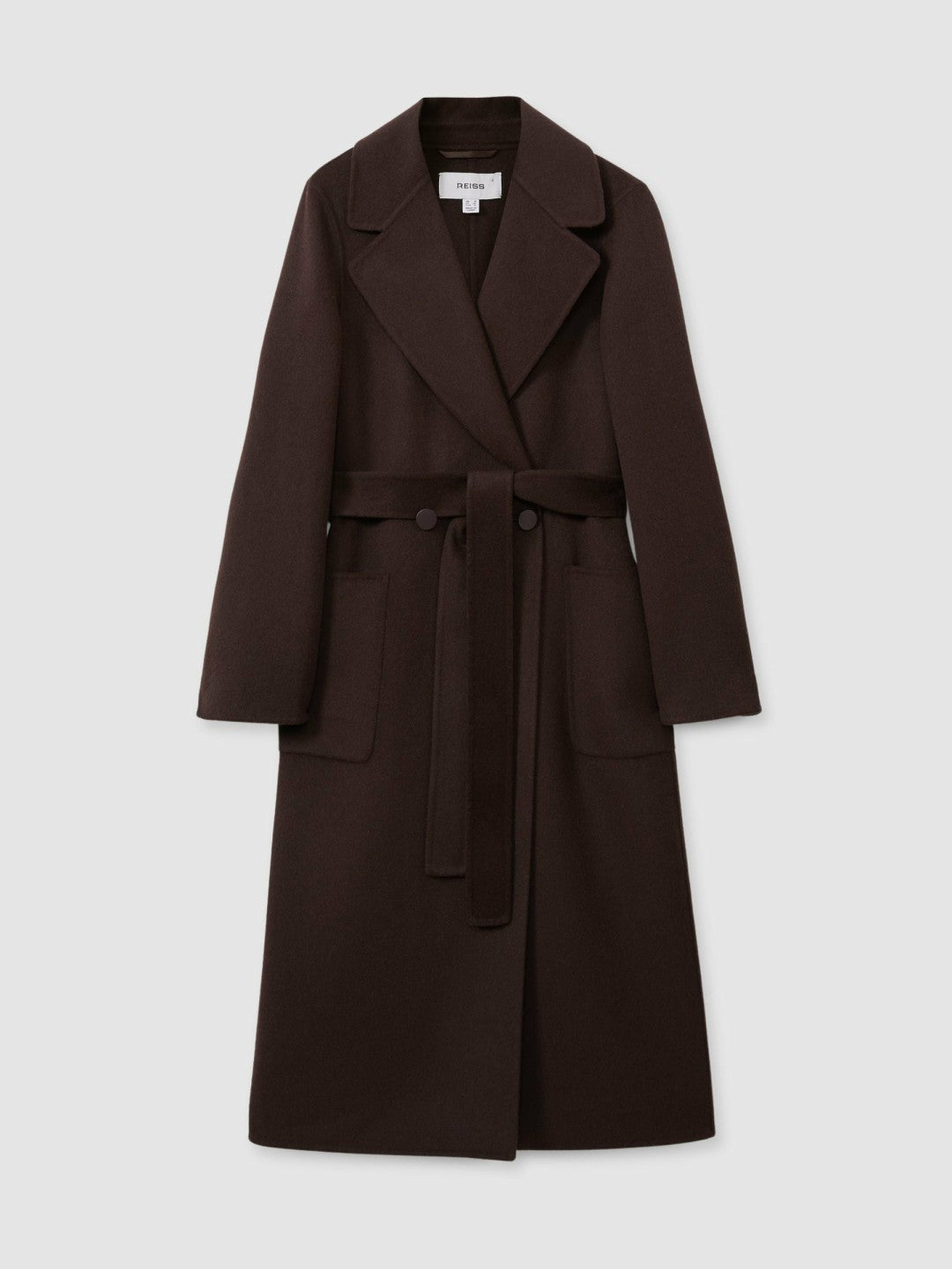 Women Wool Blend Double Breasted Blindseam Coat in Chocolate