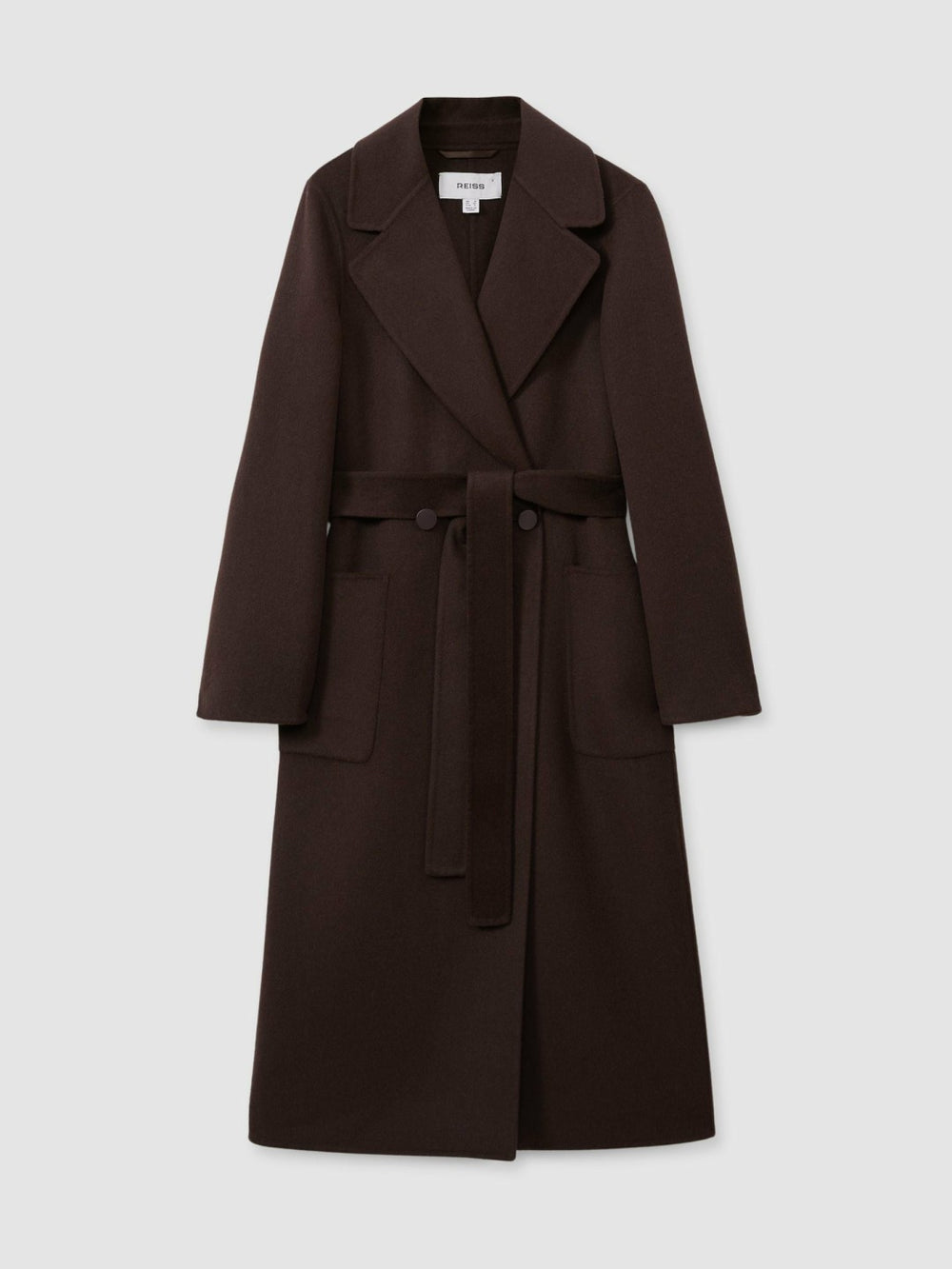 Women Wool Blend Double Breasted Blindseam Coat in Chocolate