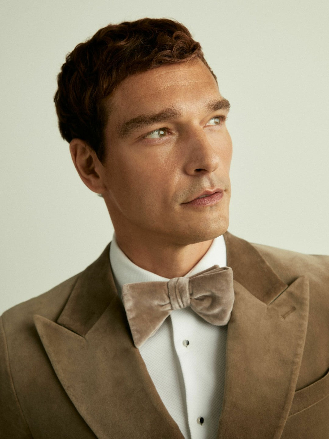 Men Velvet Bow Tie in Taupe Brown