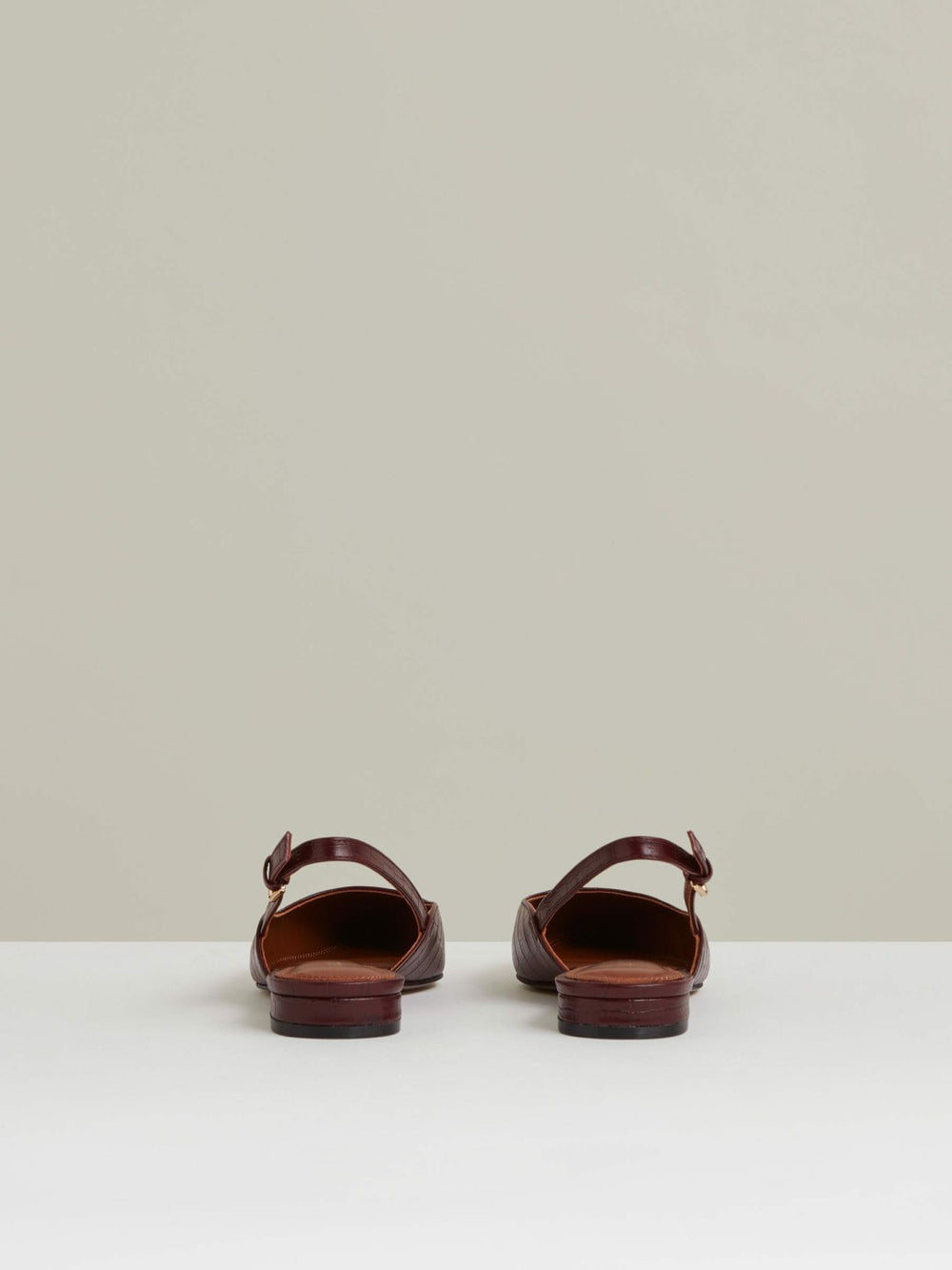 Women Leather Slingback Ballerina Pumps in Oxblood