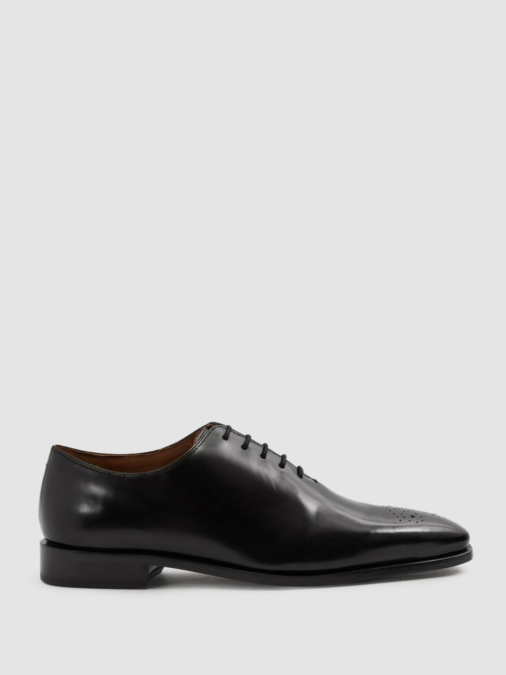 Men Leather Brogue Detail Lace-Up Shoes in Black