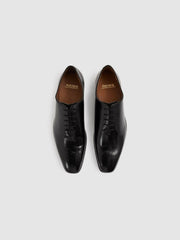 Men Leather Brogue Detail Lace-Up Shoes in Black