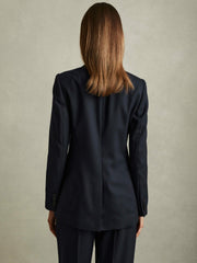 Women Textured Single Breasted Suit Blazer in Navy