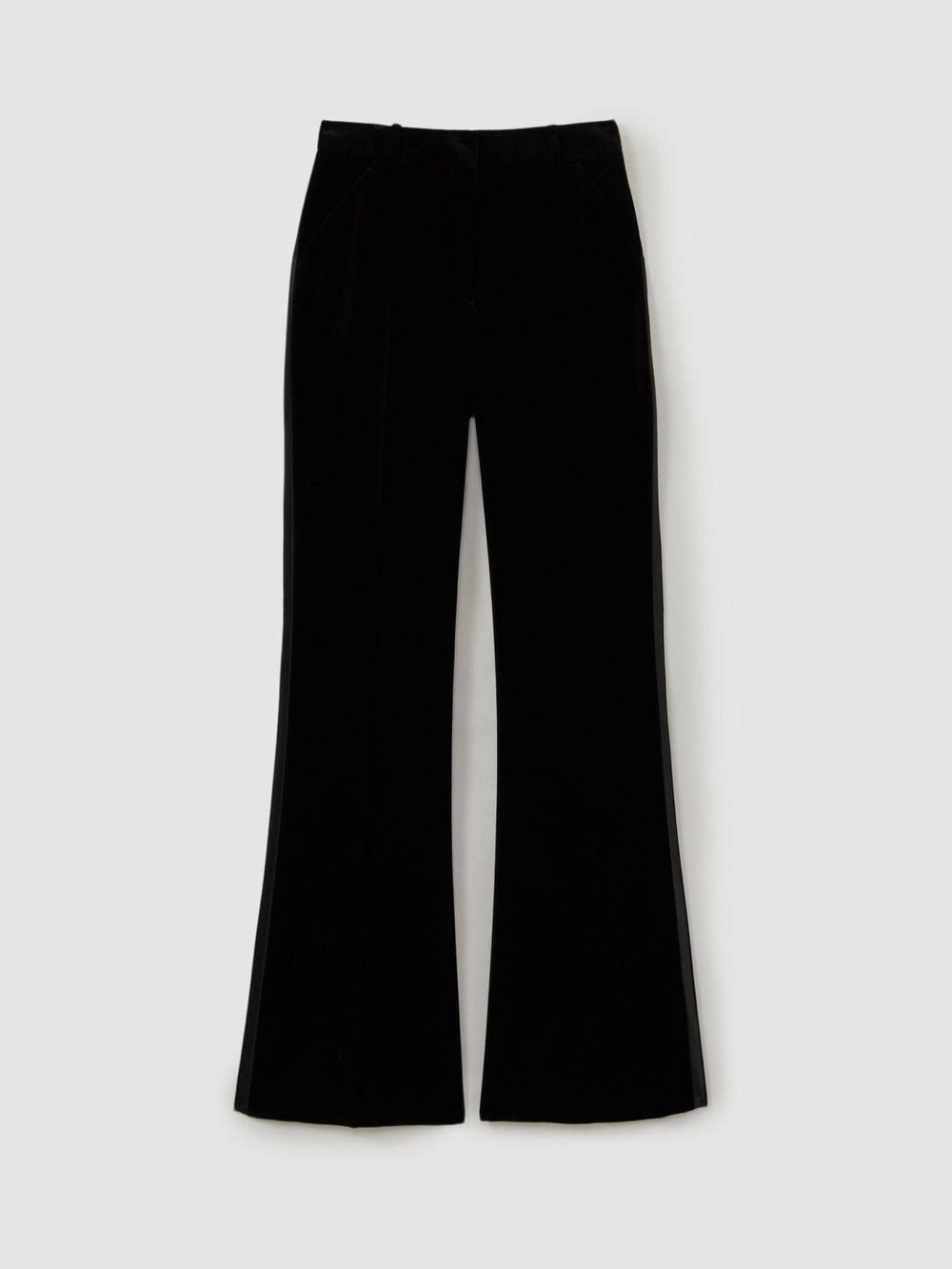 Women Velvet Flared Suit Trousers in Black