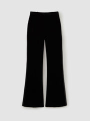 Women Velvet Flared Suit Trousers in Black