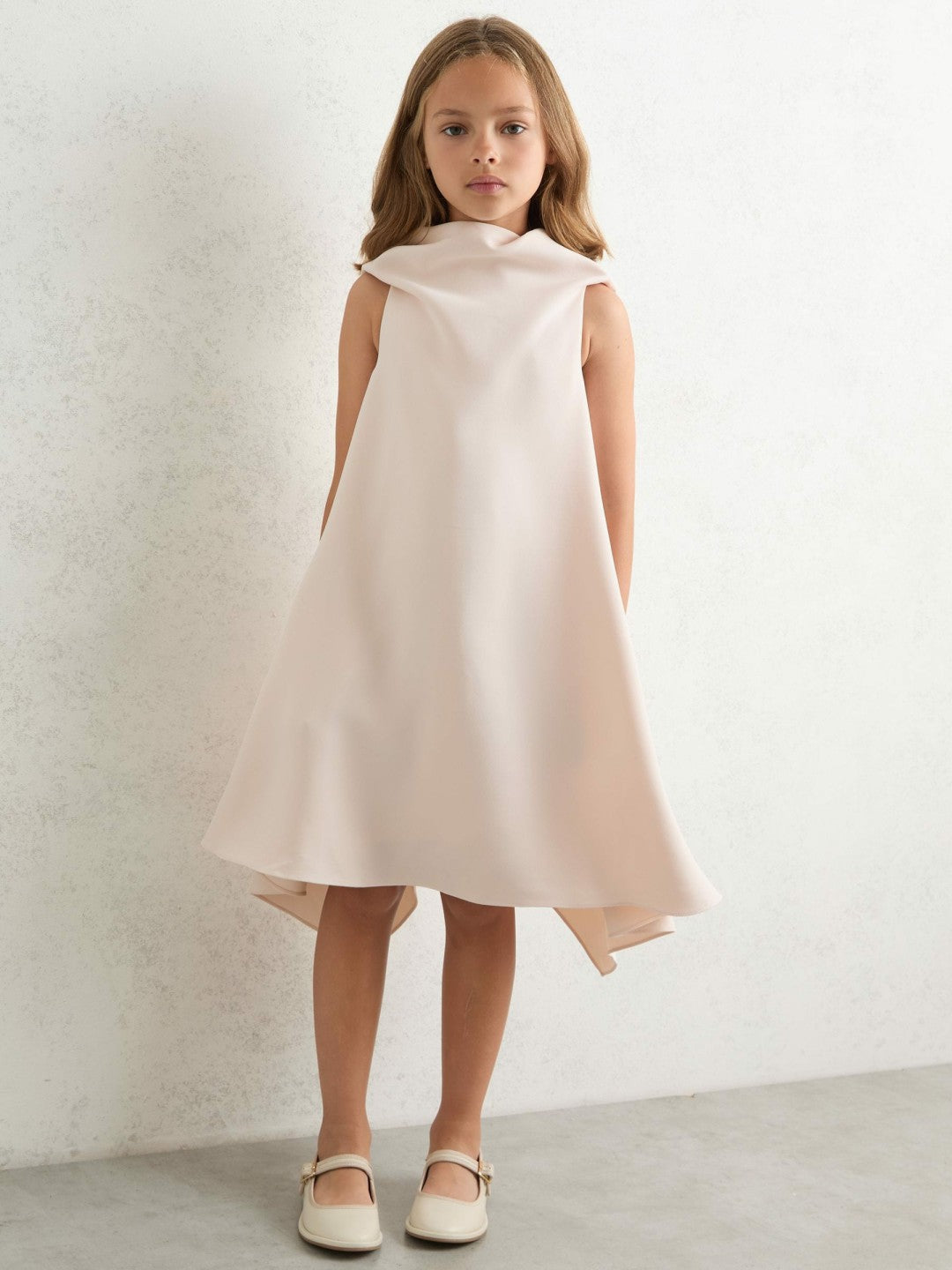 Children & Baby 3-9 yrs High-Neck Drape Back Dress in Pink