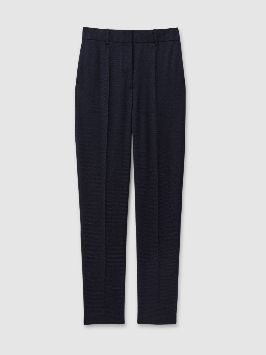 Women Textured Slim Fit Suit Trousers in Navy