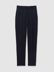 Women Textured Slim Fit Suit Trousers in Navy