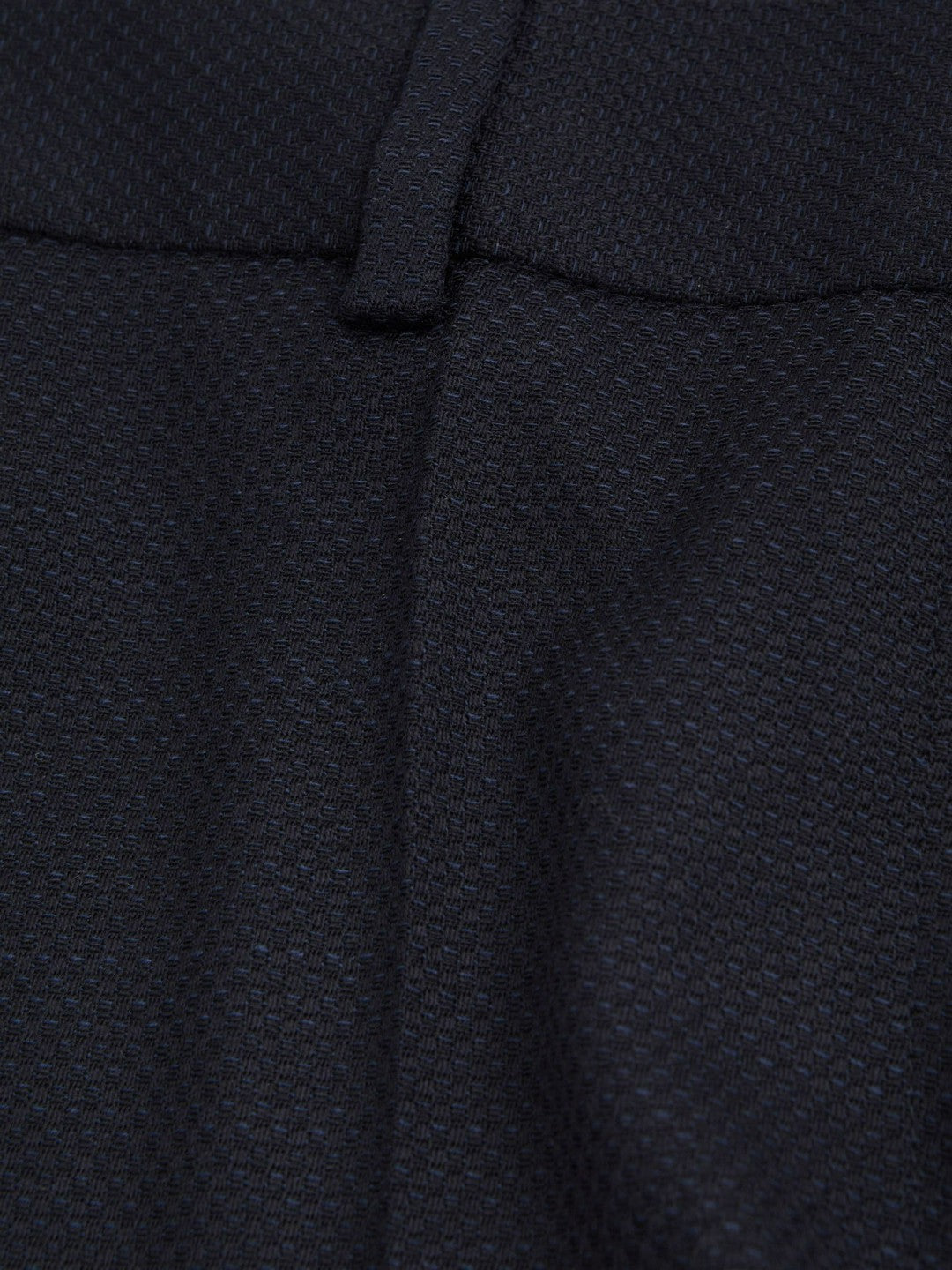 Women Textured Slim Fit Suit Trousers in Navy