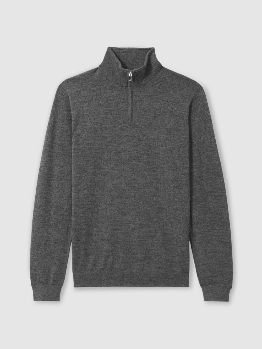 Men Merino Wool Half-Zip Jumper in Derby Grey Marl
