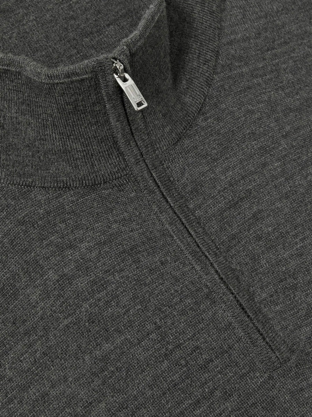 Men Merino Wool Half-Zip Jumper in Derby Grey Marl