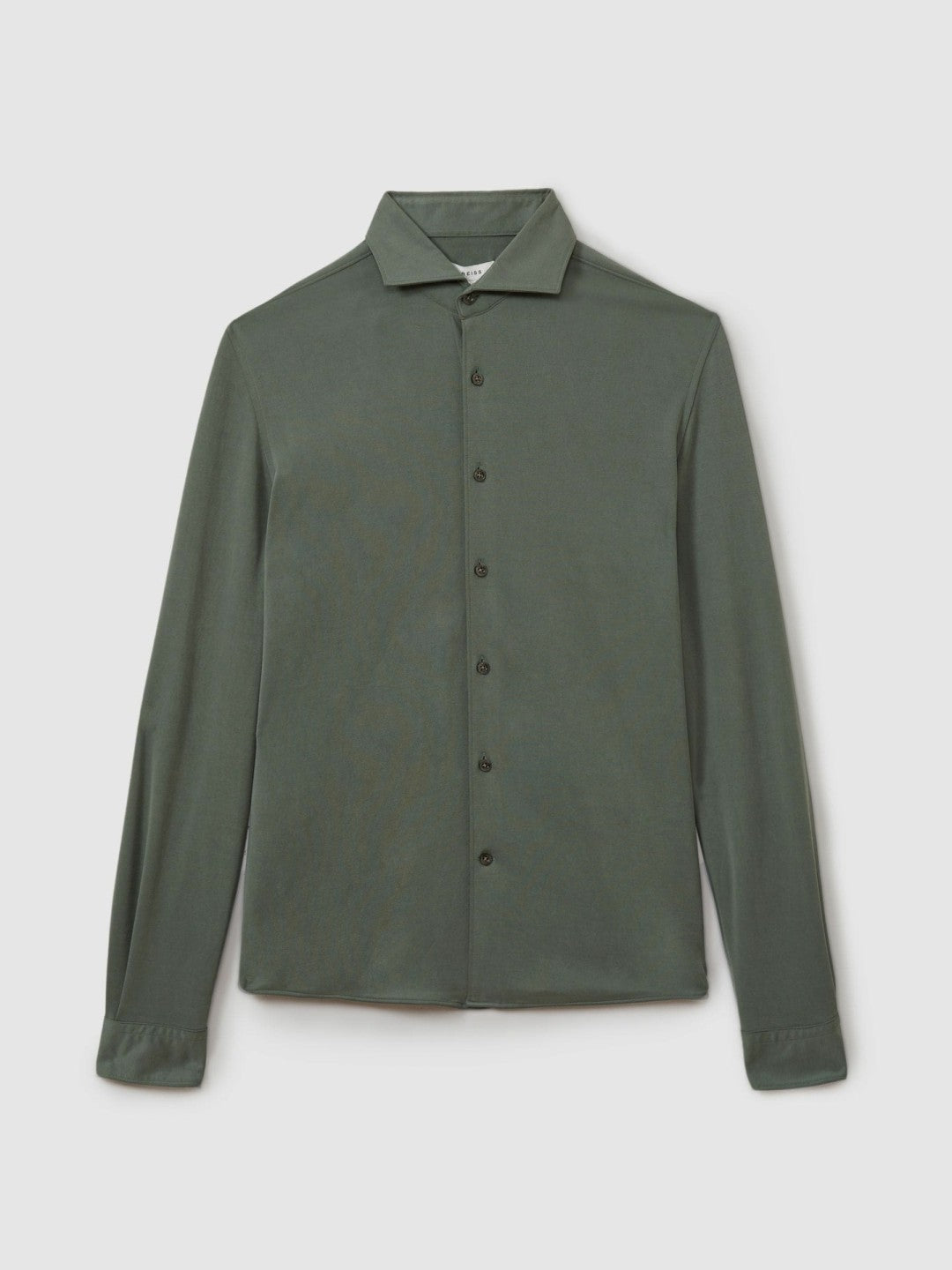 Men Modal Blend Cutaway Collar Shirt in Green Smoke