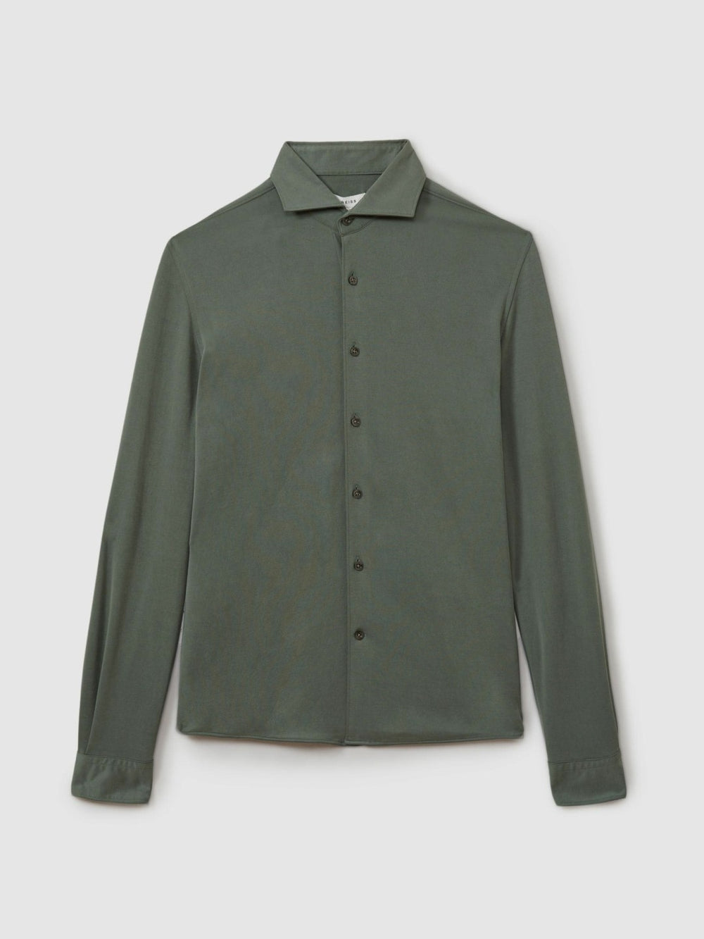 Men Modal Blend Cutaway Collar Shirt in Green Smoke