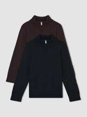 Children & Baby 9-13 yrs Two Pack Of Merino Wool Zip-Neck Jumpers in Navy/Dark Bordeaux