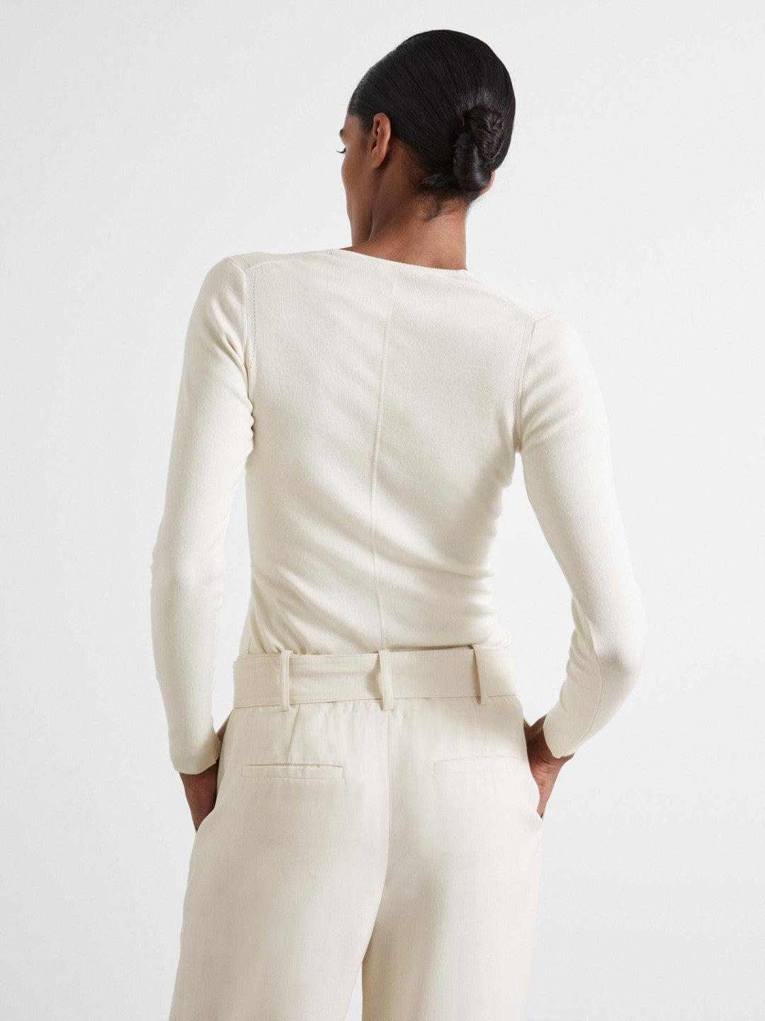 Women Atelier Knitted Silk-Blend Top in Off White