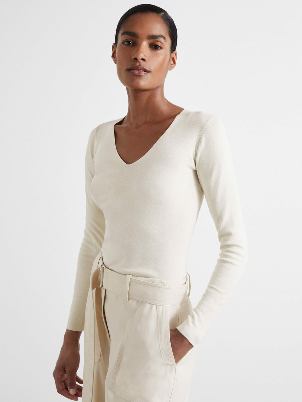 Women Atelier Knitted Silk-Blend Top in Off White