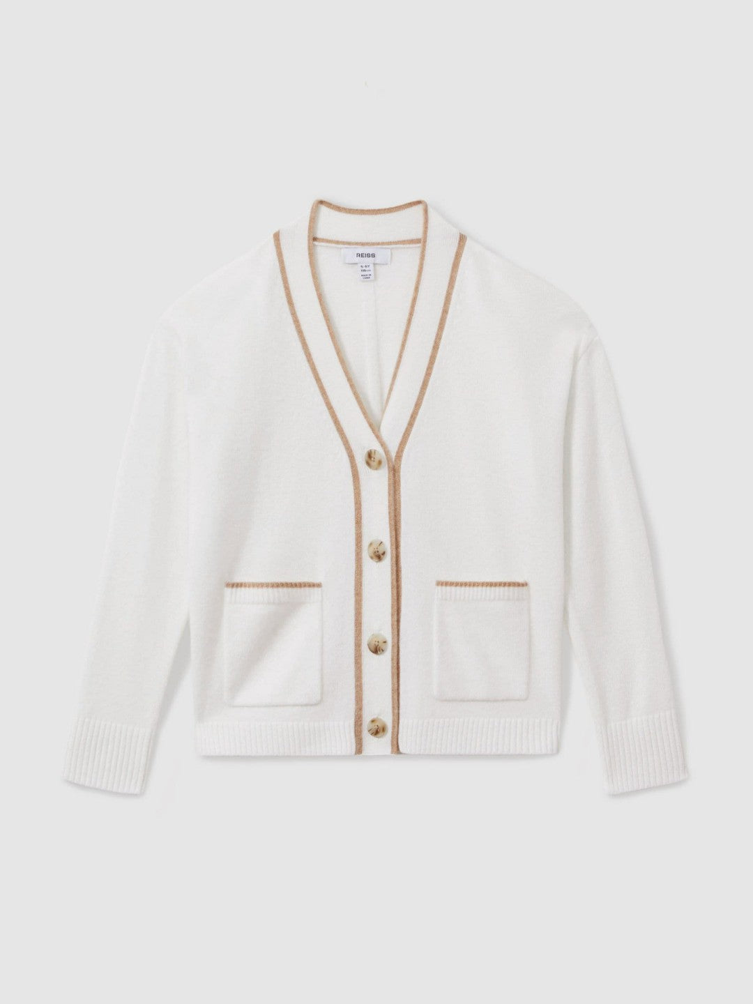 Children & Baby 4-9 yrs Wool-Blend Stripe-Detail Cardigan With Cashmere in Cream